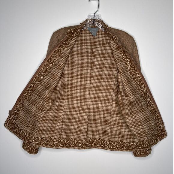 Eccoci Wool Silk Cashmere dressy Jacket with Embroidered Trim fall winter Size 0 - Picture 10 of 16